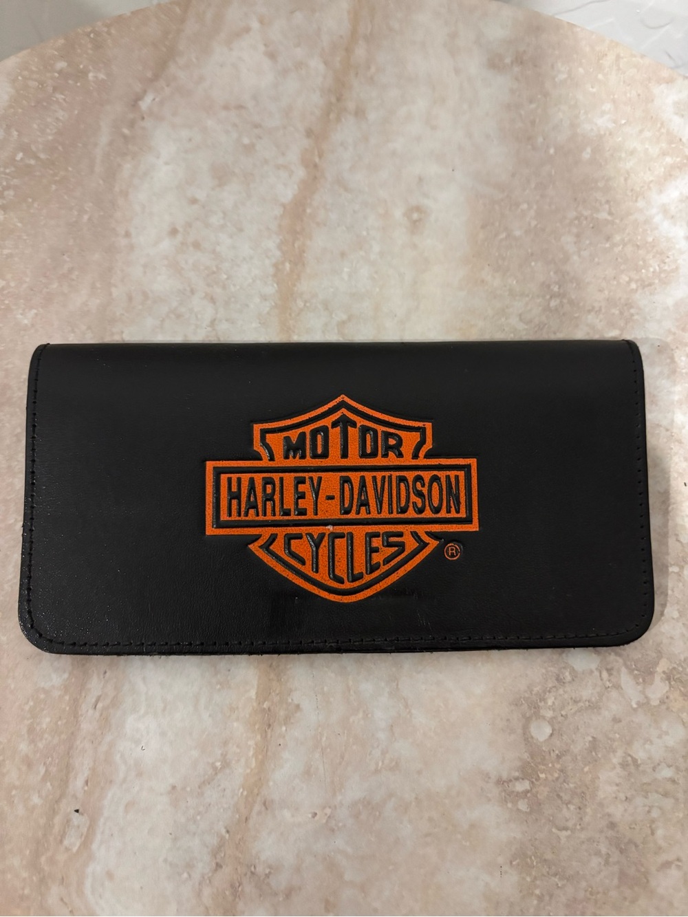 Harley-Davidson Black fold over Wallet with Orange Shield Logo